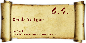 Orsós Igor névjegykártya